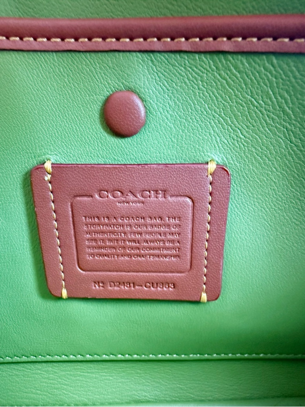 Coach Borough Bowling Bag in Dark Lime - Picture 8 of 8